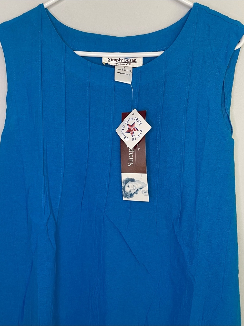 Simply Susan Blue Sleeveless Tie Back 100% Cotton Dress NWT - Picture 2 of 8
